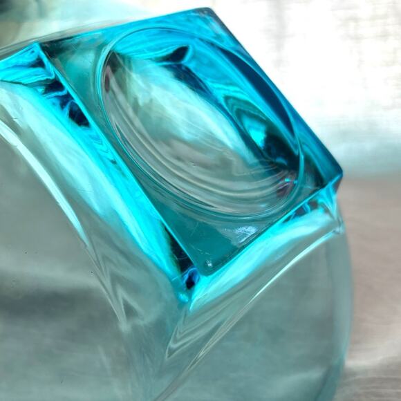 Vintage Hazel Atlas Capri Blue Glass Serving Bowl Mid-Century Modern 11” Wide - Picture 4 of 6